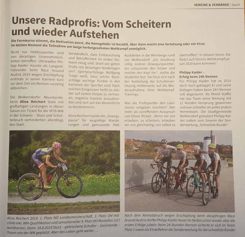 Der Sportpsychologe in den Medien - Gemeindezeitung Wolkersdorf 11/2019